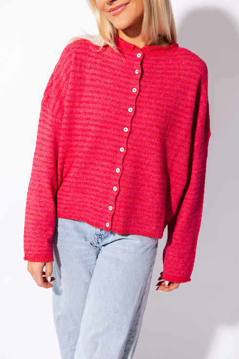 Coco Cutie Cardigan // Raspberry Stripe *PREORDER*